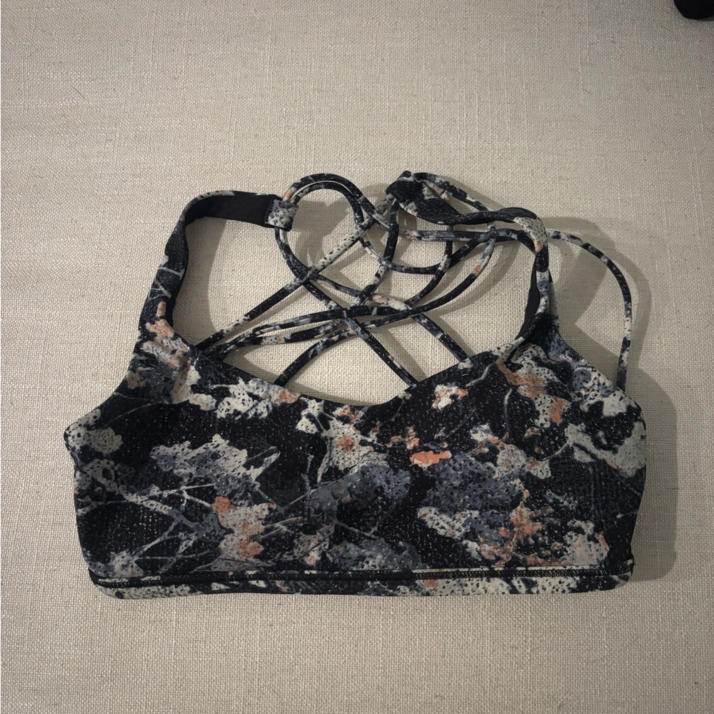 lululemon athletica Black and Gray Patterned Sports Bra